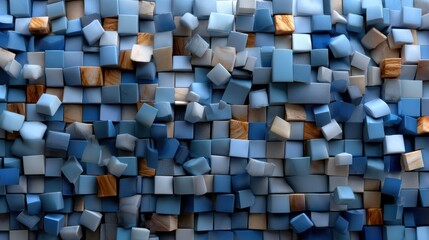 Poster - A blue and brown mosaic of blocks