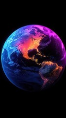 Wall Mural - a vibrant colorful and illuminated view of planet earth