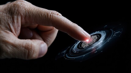 Aufkleber - A hand is pointing to a fingerprint on a screen