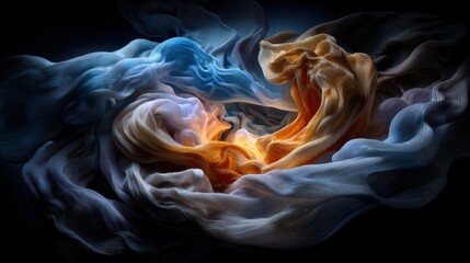 Aufkleber - A colorful swirl of fabric with a yellow center