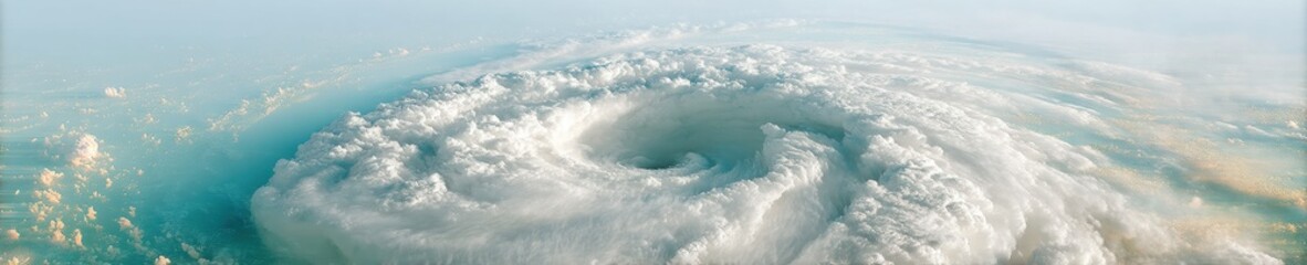 Poster - Climate Crisis Visualization Aerial Satellite Panorama of Massive Hurricane Approaching North American Coastline - Emergency Preparedness and Geospatial Risk Management