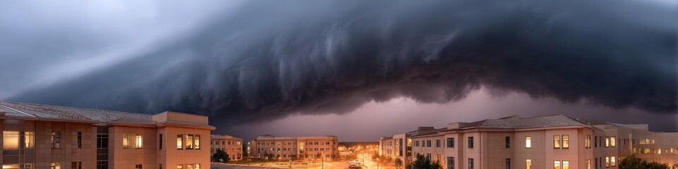 Poster - Climate Crisis Alert Apocalyptic Supercell Thunderstorm Engulfs Residential Neighborhood - Immersive Meteorological Documentary Visual
