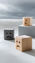 Fototapete - Minimalist Emotion Cubes Innovative UX Research Visualization for Sentiment Analysis and Customer Experience Design in Digital Transformation Era