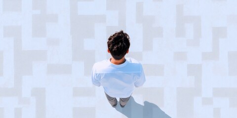 Poster - Minimalist Corporate Navigation Aerial View of Strategic Decision-Making in White Maze Landscape - Innovative Leadership and Pathfinding for Next-Gen Business Transformation