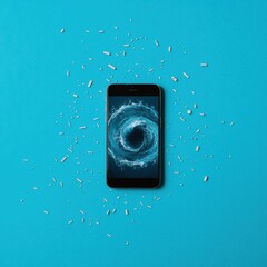 Poster - Digital Overwhelm Minimalist Smartphone Visualization of Notification Chaos - Gen Z Digital Wellness and Mental Health Content Marketing Trend