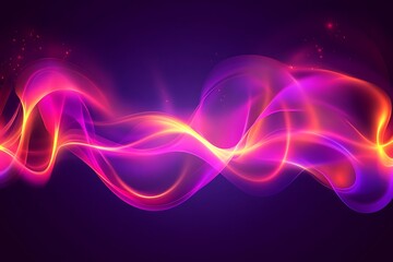 Poster - Colorful luminous waves flow across a dark purple background