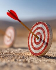 Poster - Precision Performance Minimalist Archery Target Showcasing Peak Achievement in Competitive Sports Marketing - Inspirational Goal-Setting Visual