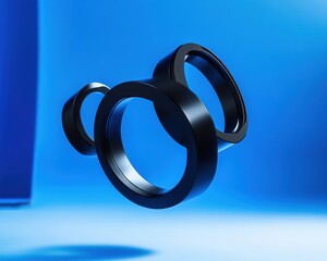 Aufkleber - Futuristic Wearable Tech Sleek Black Smart Rings Revolutionizing Personal Optimization with Cutting-Edge Digital Connectivity and Minimalist Design