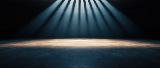 Aufkleber - Immersive Cinematic Stage Design Dramatic Spotlight Illumination for High-Performance Creative Spaces, Minimalist Theatrical Lighting Concept