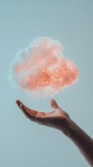 Fototapete - Ethereal Cloud Computing Visualization Soft Pastel Holographic Data Interaction Showcasing Innovative Digital Transformation and Next-Gen Tech Imagination