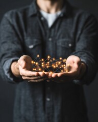 Fototapete - Illuminating Digital Connectivity Innovative Network Visualization with Holographic Interconnected Nodes - Transformative Tech Leadership and Emerging Distributed Systems Concept