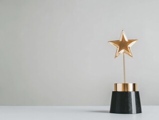 Aufkleber - Minimalist Gold Star Achievement Trophy Elegant Design Celebrating Excellence in Modern Corporate Performance Recognition and Brand Success