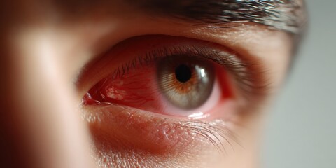 Poster - Digital Burnout Syndrome Hyper-Realistic Bloodshot Eye Revealing Gen Z Screen Exhaustion, Blue Light Stress and Mental Health Wellness Challenges
