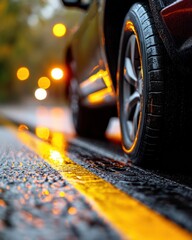 Aufkleber - Urban Mobility Edge High-Performance Wet Road Automotive Technology - Next-Gen Safety Innovation in Dynamic Low-Light Transportation Design