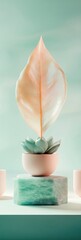 Aufkleber - Minimalist Botanical Futurism Ethereal Succulent Sculpture Reimagining Plant Design with Pastel Ceramic Styling for Contemporary Wellness Spaces