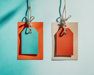 Aufkleber - Minimalist Luggage Tag Mockup Contemporary Design Solutions for Retail Branding, Product Labeling, and Creative Packaging with Layered Color Blocking