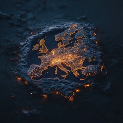 Aufkleber - Luminous Digital Cartography European Union Network Visualization - Innovative Geospatial Technology Mapping Connectivity and Economic Potential in Next-Gen Digital Transformation