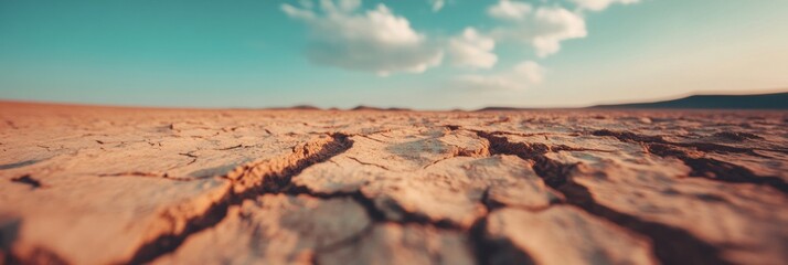 Aufkleber - Climate Crisis Visual Arid Landscape Metaphor with Cracked Earth Texture - Sustainable Innovation, Environmental Awareness and Global Warming Documentary Content