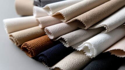 Poster - A stack of different colored fabric with a white one on top