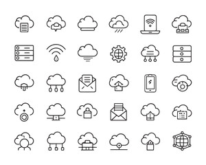 Poster - Cloud Services Vector Icons