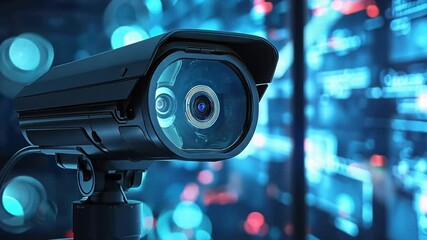 Poster - Surveillance camera capturing data in a high-tech environment