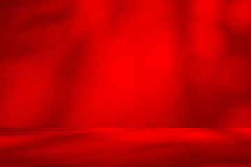 Poster - Wall interior background, studio and backdrops show products.with shadow from window color Red background for text insertion and presentation product	