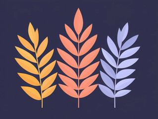 Aufkleber - Colorful Leaf Designs on a Dark Background for Nature and Decoration Inspiration