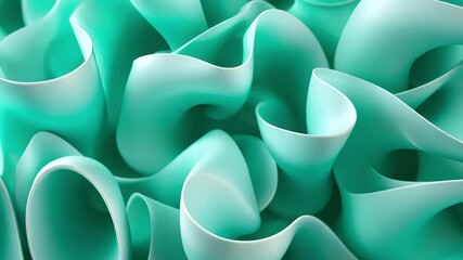 Poster - Flowing turquoise green shapes create a mesmerizing visual texture, Refreshing turquoise green shape Seamless motion graphics for geometric design
