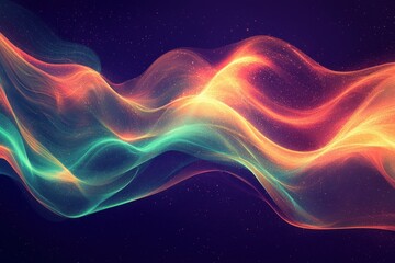 Poster - Abstract waves with colorful flowing light textures and gradient patterns