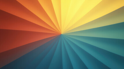 Poster - Colorful Gradient Fan Background with Radiant Rays in Orange, Yellow, Green, and Blue Tones