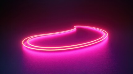 Poster - A vibrant pink neon light in a smooth, flowing shape glows against a dark background, showcasing modern design and creativity.