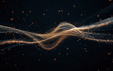 Poster - Abstract Gold And White Particle Flow On Dark Background