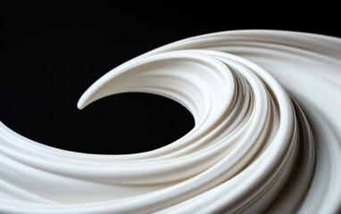 Poster - Abstract White Swirling Form on Black Background
