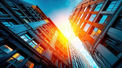 Poster - City skyline featuring tall buildings with intricate art deco architecture and vibrant urban energy