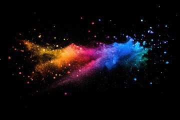 Poster - Colorful light spots create vibrant patterns against a black background showcasing artistic explosion of hues, colourful light spots on black background