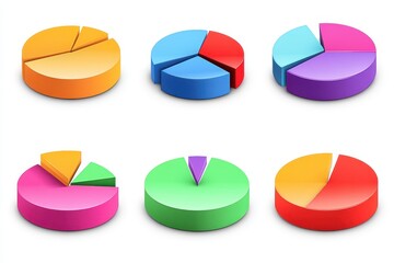 Poster - statistical data analysis represented through colorful pie charts in a professional setting, pie cha