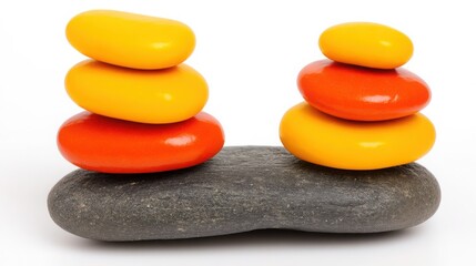 Poster - Balanced stack of rocks displayed on a white background showcasing natural beauty and creative composition