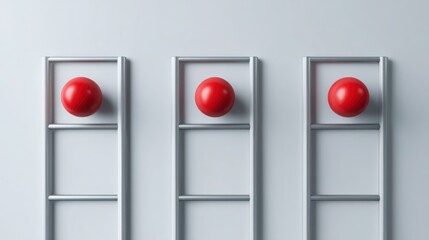 Poster - A wooden ladder with a red ball in the middle signifying the balance of passion and goals in life's journey