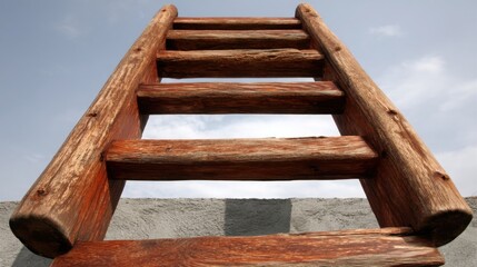 Poster - A ladder rising through a peaceful sky signifying hope and ambition as it reaches towards the expansive horizon