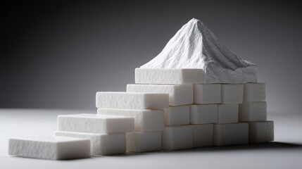 Poster - An intriguing pile of white cubes stacked neatly on a surface creating a minimalistic and modern decorative display