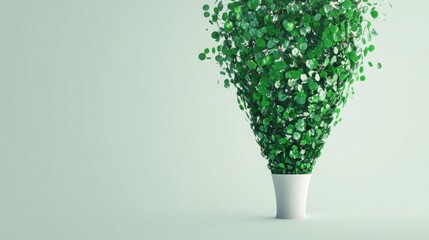Poster - A lush green plant in a white vase symbolizing growth and the concept of natural elements in modern decor
