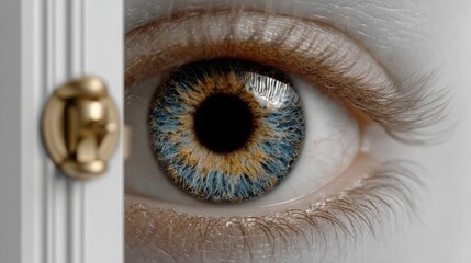 Poster - Person using ai eye recognition technology to safely open a secure safe with advanced security features for protection