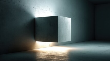 Poster - radiant single block illuminated by spotlight creating a unique niche concept of brilliance and focu