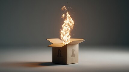 Poster - small flame rising from a vault box concept symbolizing inspiration and motivation in a creative and