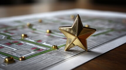 Poster - Star resting on open workflow map concept representing north star navigation for strategic business planning