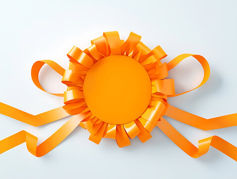 Creative orange ribbon decoration crafting project indoor setting fun atmosphere close-up view diy inspiration