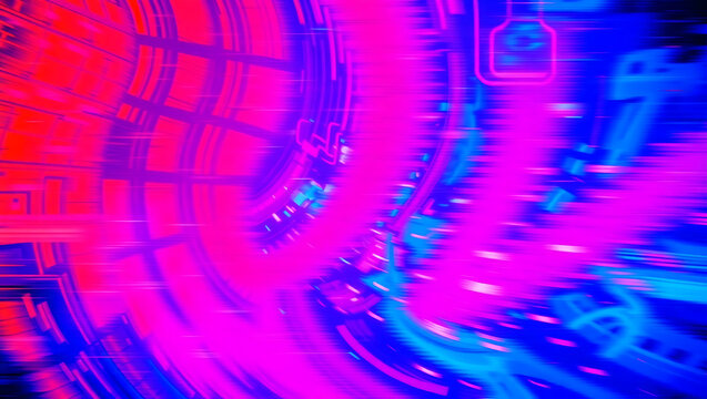 Futuristic Neon Abstract Background: Vibrant Technology Patterns and Motion Design