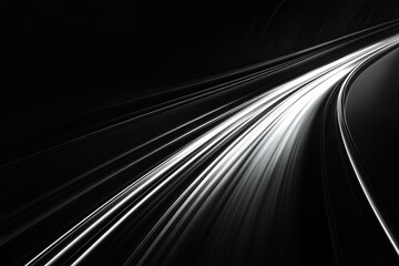 Poster - Light trails create dynamic patterns on black background in artistic display, light trails on black background