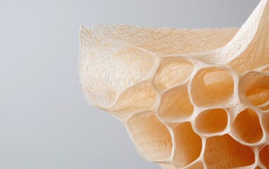 Poster - Delicate Peach-Colored Textile Structure with Honeycomb Pattern