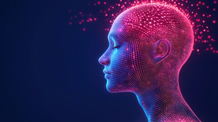 Aufkleber - Exploring digital consciousness 3d model of human head virtual space abstract art futuristic environment side view